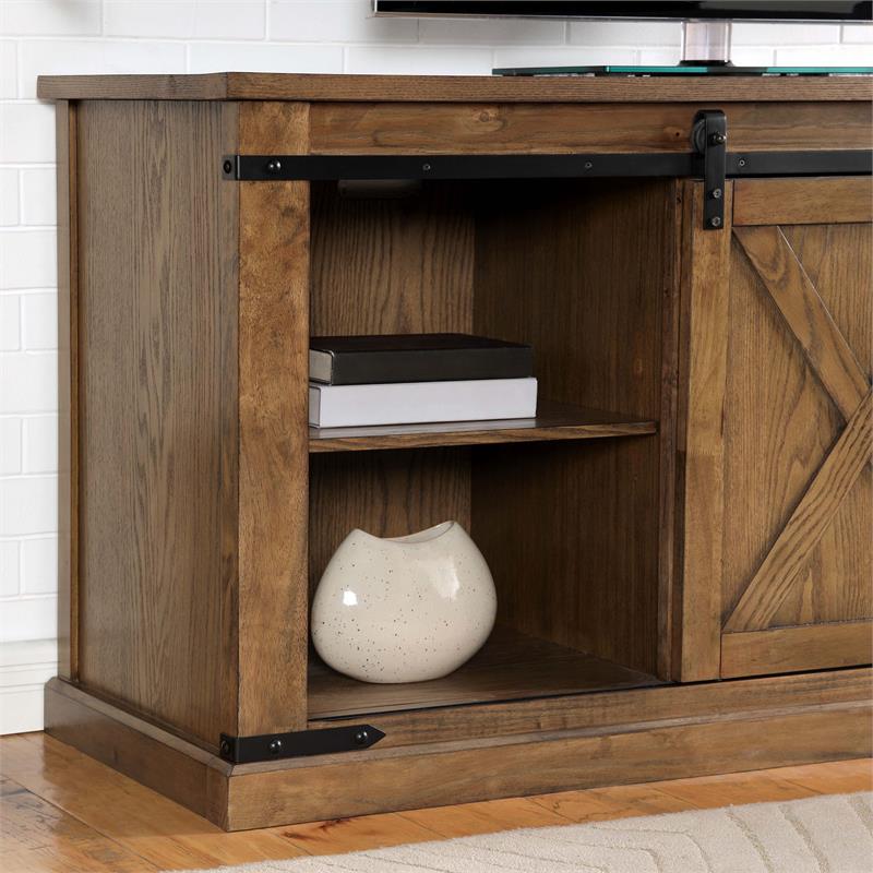 Furniture of America Birch Wood 72 Length TV Stand in Dark Oak