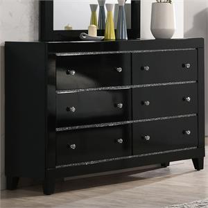 furniture of america murvy contemporary solid wood 6-drawer dresser in black