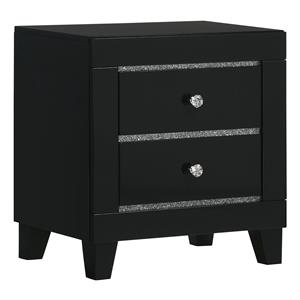 furniture of america murvy contemporary solid wood 2-drawer nightstand in black