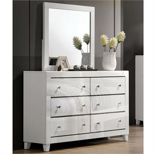 furniture of america murvy solid wood 2-piece dresser and mirror set in white