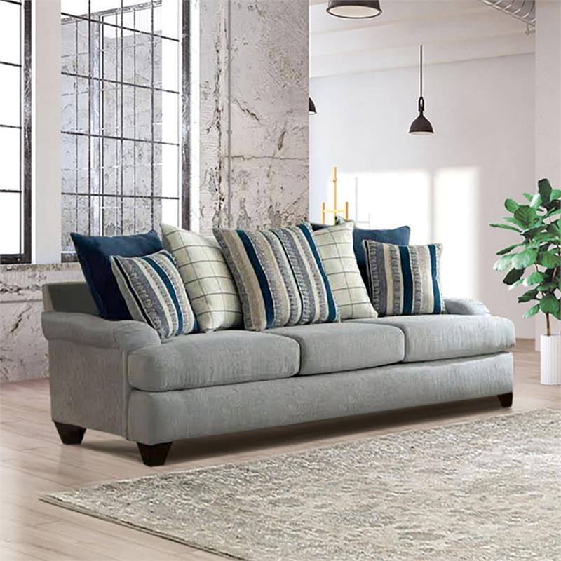 Furniture of America Furze Transitional Chenille 2-Piece Sofa Set in Gray
