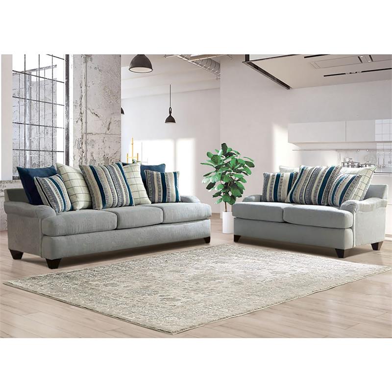 Furniture of America Furze Transitional Chenille 2-Piece Sofa Set in Gray