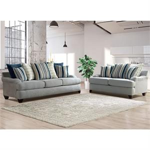 Furniture of America Furze Transitional Chenille 2-Piece Sofa Set in Gray