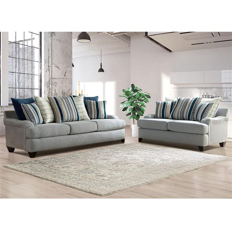 Furniture of America Furze Transitional Chenille Upholstered Sofa in Gray