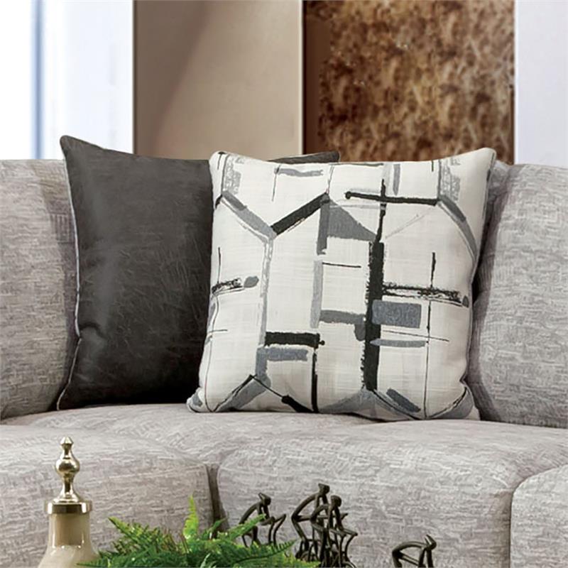 Furniture of America Infix Contemporary Chenille Upholstered Sectional in Gray