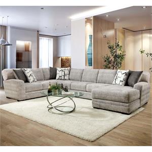 Furniture of America Infix Contemporary Chenille Upholstered Sectional in Gray