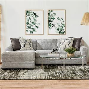 Furniture of America Vetch Contemporary Chenille L-Shaped Sectional in Gray
