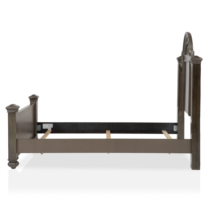 Furniture of America Damos Solid Wood King Panel Bed in Gray