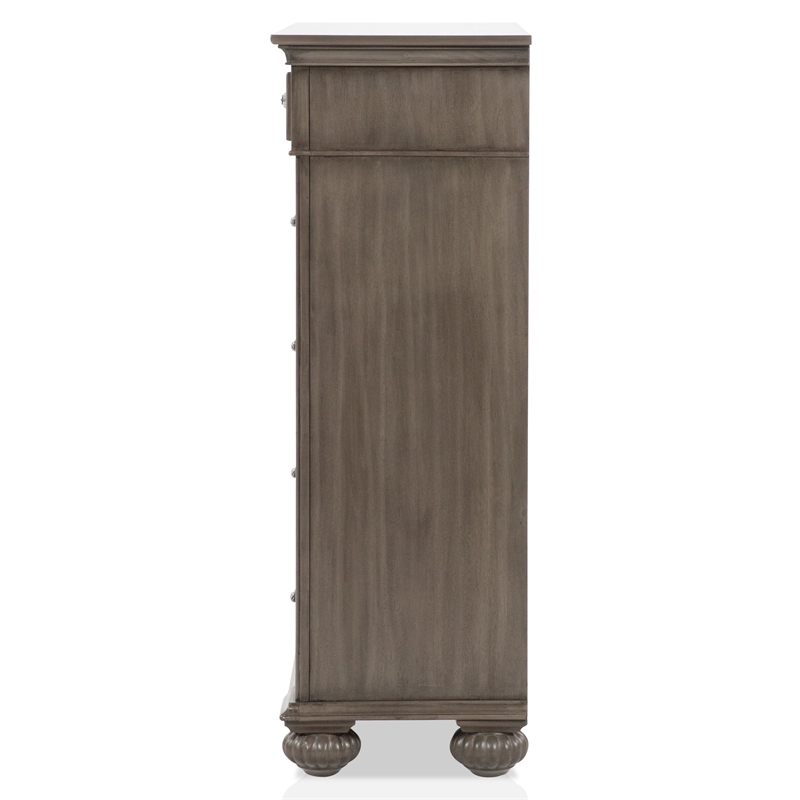 Furniture of America Damos Traditional Solid Wood 6-Drawer Chest in Gray