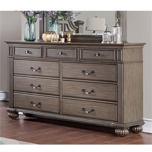 furniture of america damos traditional solid wood 9-drawer dresser in gray