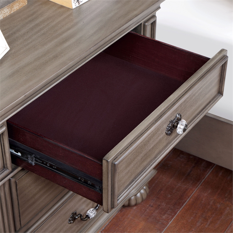 Furniture of America Damos Solid Wood 3-Drawer Nightstand in Gray