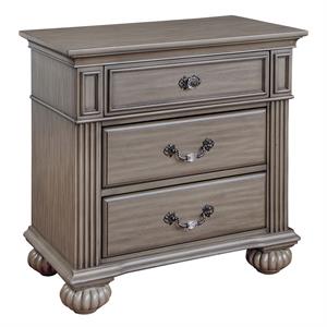 furniture of america damos traditional solid wood 3-drawer nightstand in gray
