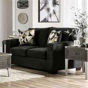 furniture of america ixias contemporary chenille upholstered loveseat in black