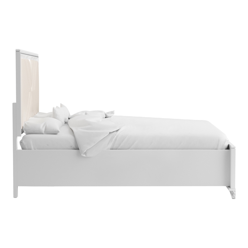 Furniture of America Anaiya Contemporary Wood King Bed with LED in White