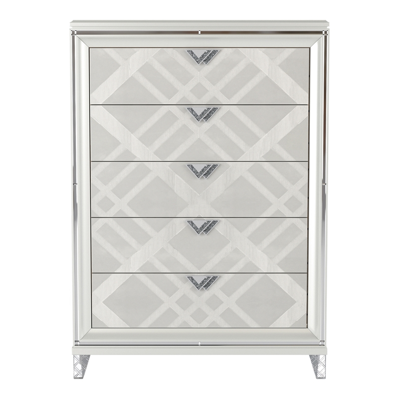 Furniture of America Anaiya Contemporary Solid Wood 5-Drawer Chest in White