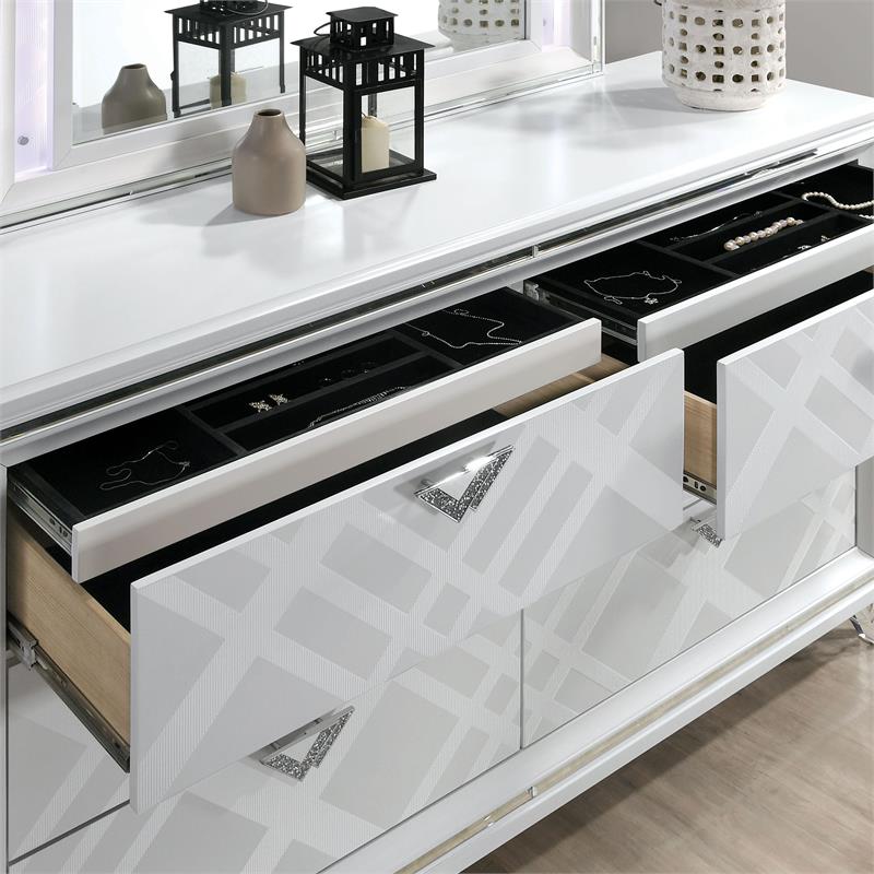 Furniture of America Anaiya Contemporary Solid Wood 6-Drawer Dresser in White