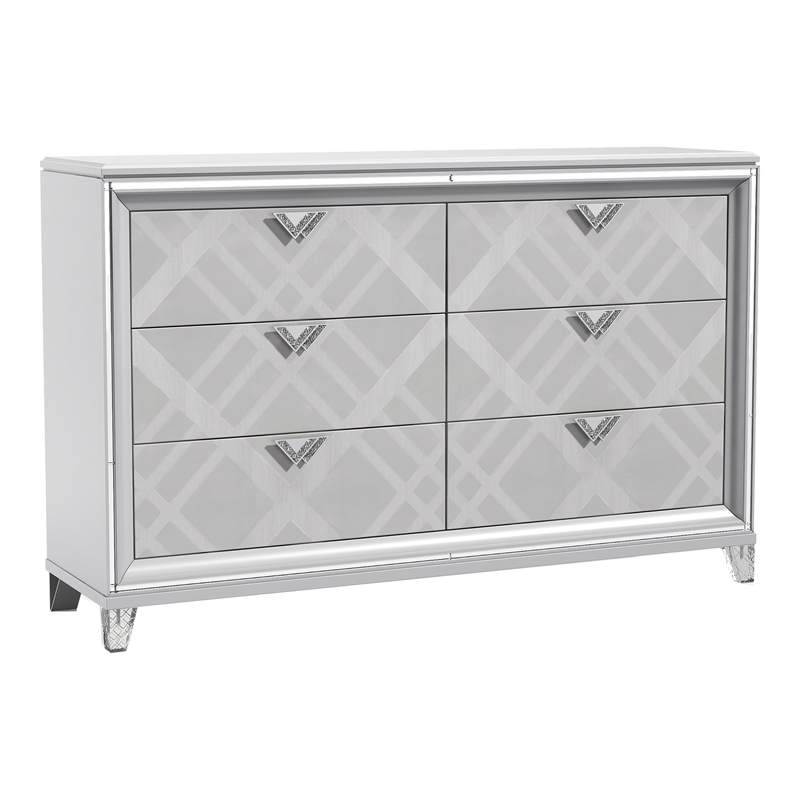 Furniture of America Anaiya Contemporary Solid Wood 6-Drawer Dresser in White