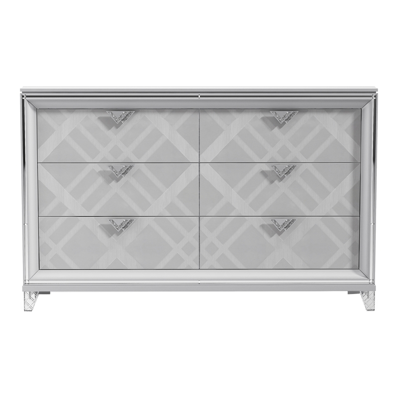 Furniture of America Anaiya Contemporary Solid Wood 6-Drawer Dresser in White