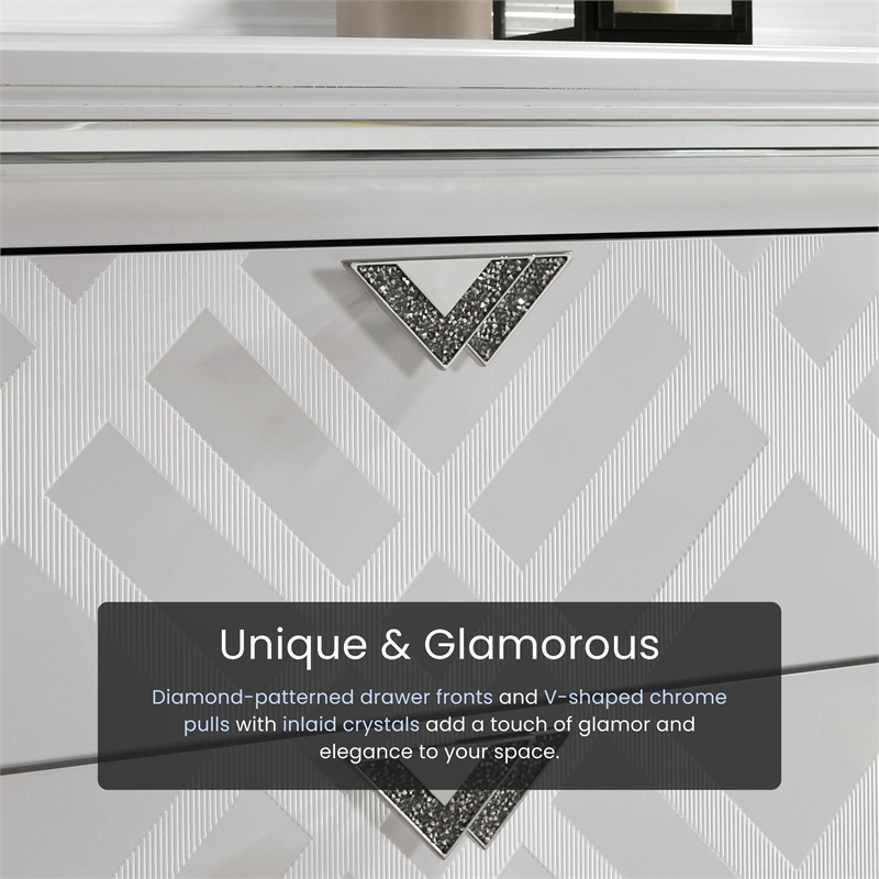 Furniture of America Anaiya Wood 2-Piece Dresser and Mirror Set in White