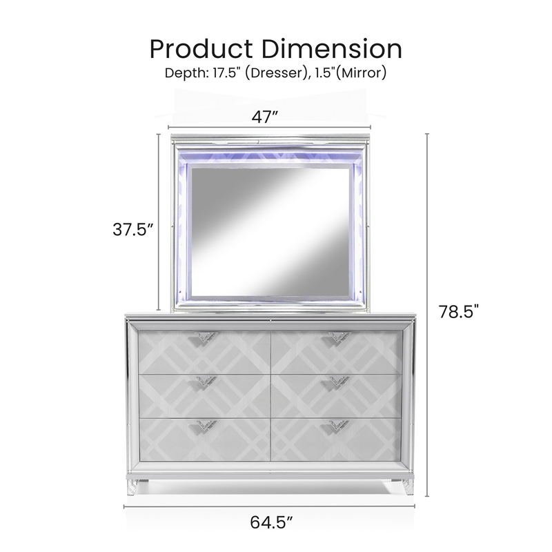 Furniture of America Anaiya Wood 2-Piece Dresser and Mirror Set in White