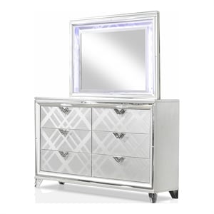furniture of america anaiya wood 2-piece dresser and mirror set in white