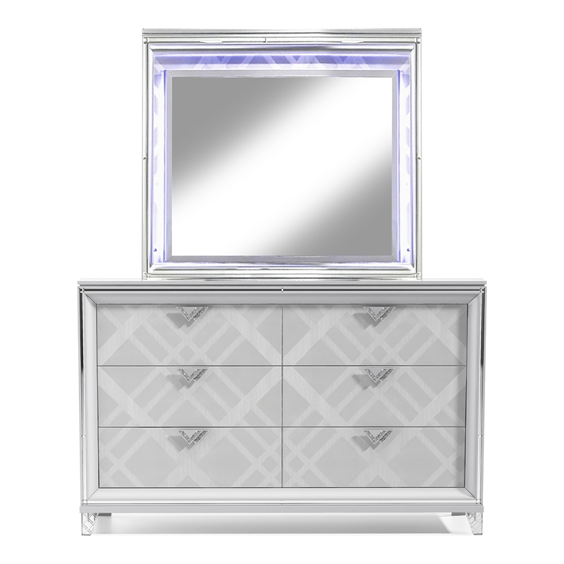 Furniture of America Anaiya Wood 2-Piece Dresser and Mirror Set in White