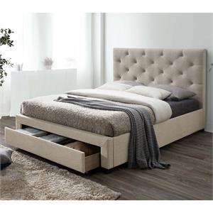 Furniture of America Bethn Transitional Fabric Storage Cal King Bed in Beige
