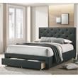 Furniture of America Bethn Transitional Fabric Storage Cal King Bed in Dark Gray