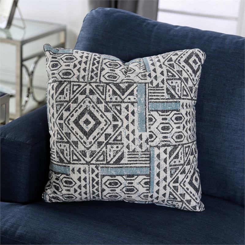 Furniture of America Arjay Contemporary Fabric Upholstered Sectional in Navy