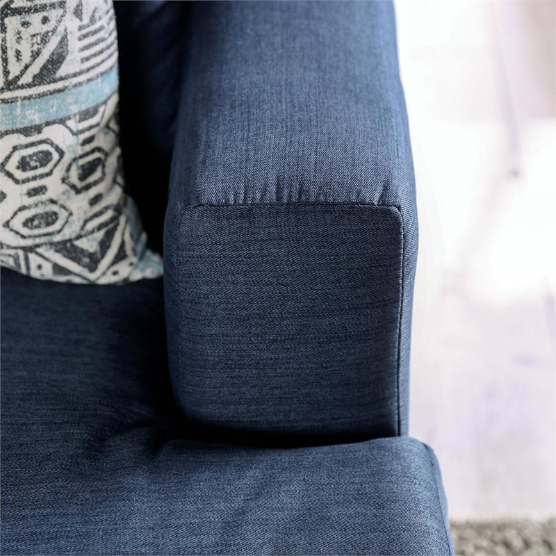 Furniture of America Arjay Contemporary Fabric Upholstered Sectional in Navy