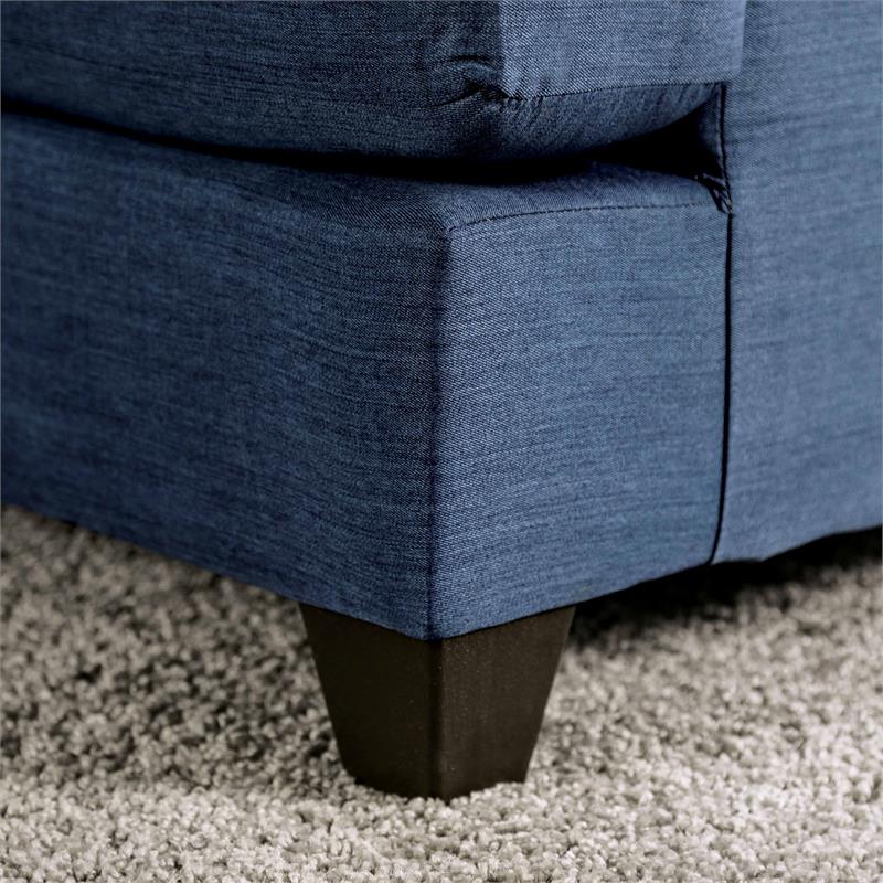 Furniture of America Arjay Contemporary Fabric Upholstered Sectional in Navy