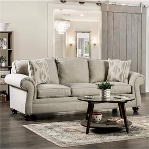 Furniture of America Maggi Transitional Fabric Upholstered Sofa in Cream