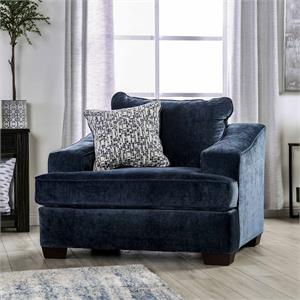 furniture of america argyl contemporary chenille upholstered chair in navy