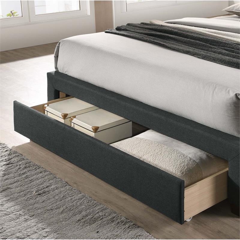 Furniture of America Bethn Transitional Fabric Storage King Bed in Dark Gray