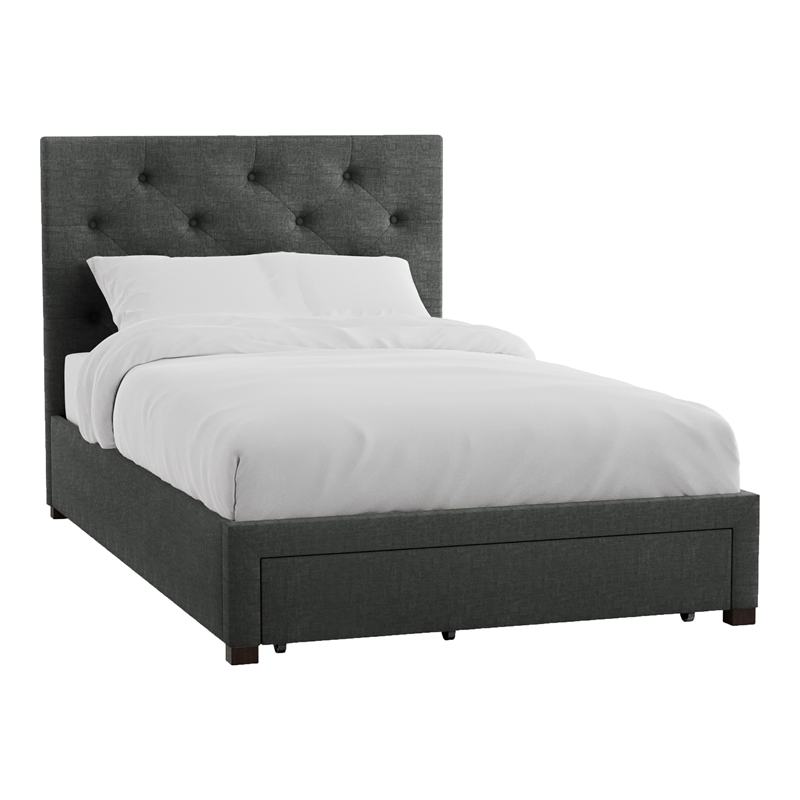Furniture of America Bethn Transitional Fabric Storage Full Bed in Dark Gray
