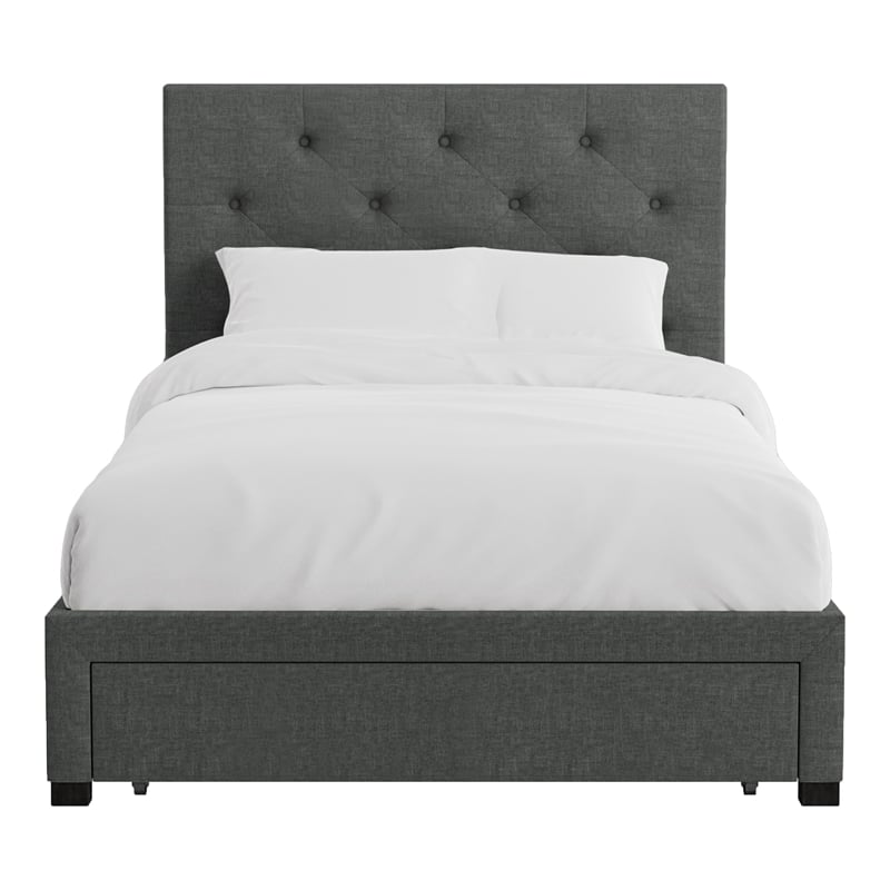 Furniture of America Bethn Transitional Fabric Storage Full Bed in Dark Gray