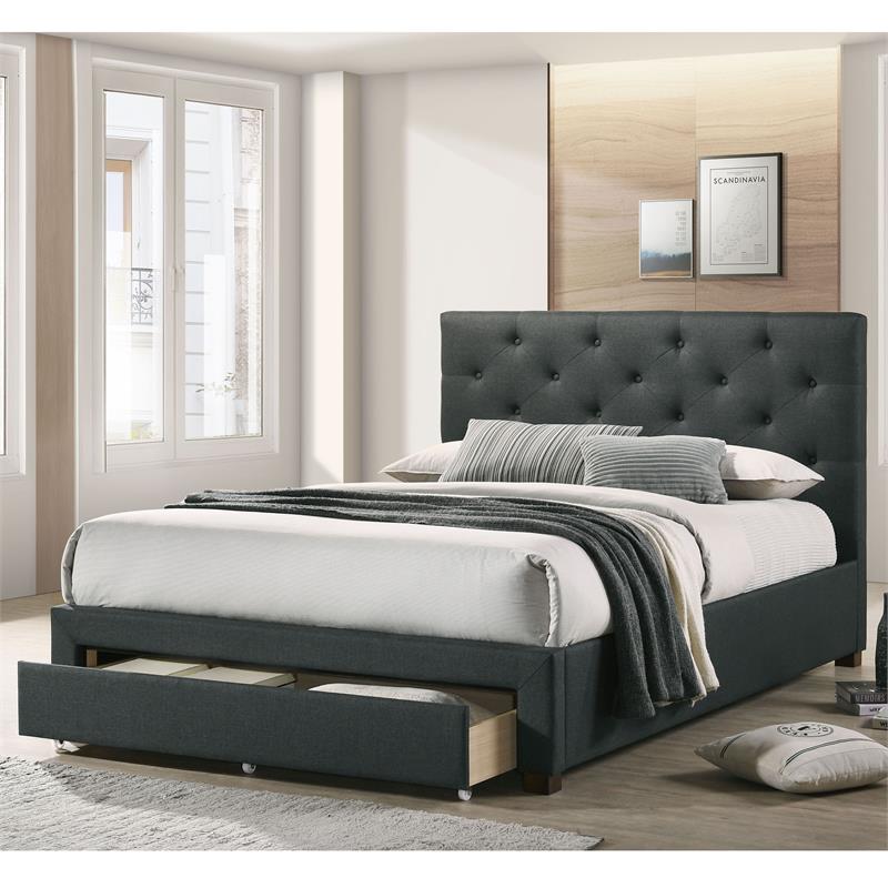 Furniture of America Bethn Transitional Fabric Storage Full Bed in Dark Gray