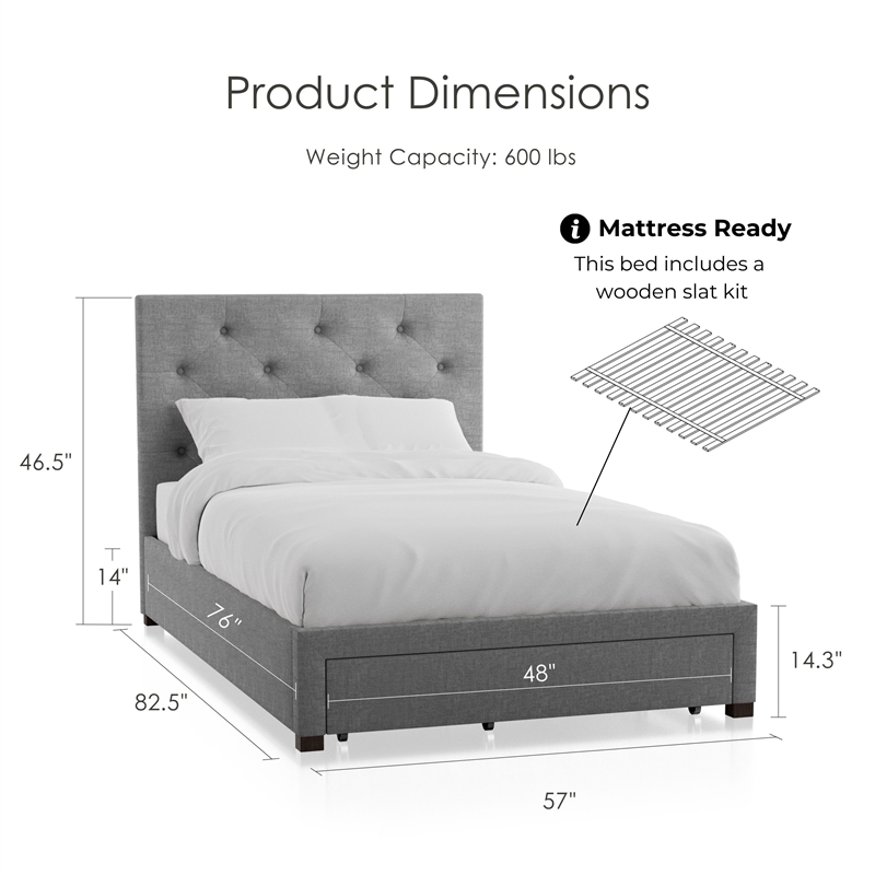 Furniture of America Bethn Transitional Fabric Storage Full Bed in Gray