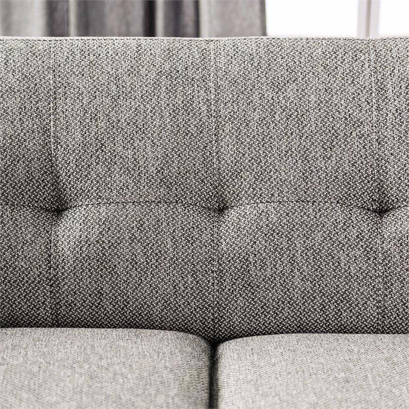 Furniture of America Sheli Mid-Century Modern Fabric Tufted Sectional in Gray