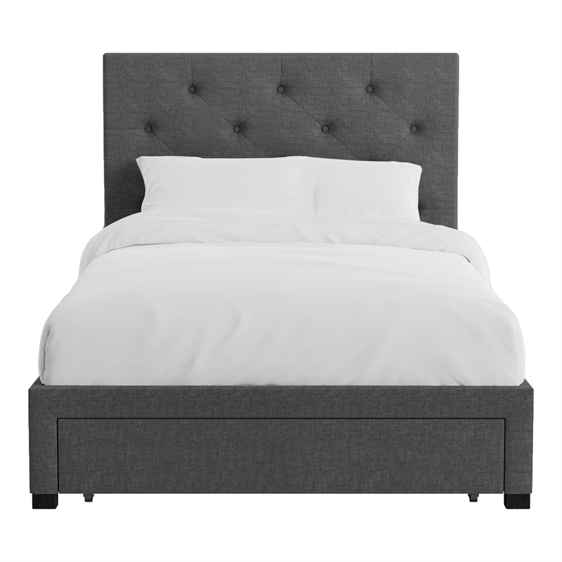 Furniture of America Bethn Transitional Fabric Storage Twin Bed in Dark Gray
