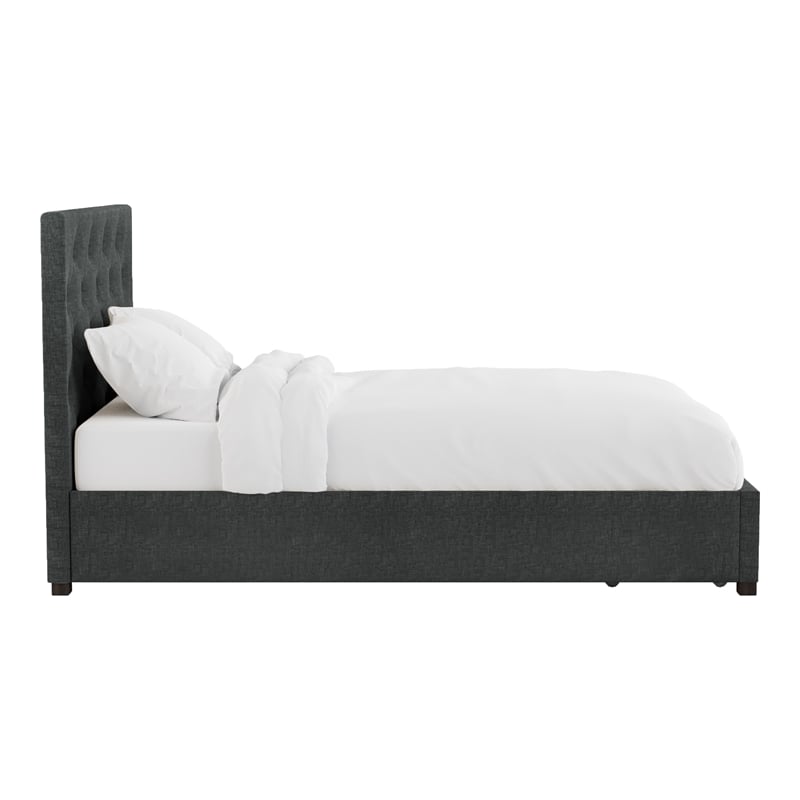 Furniture of America Bethn Transitional Fabric Storage Twin Bed in Dark Gray