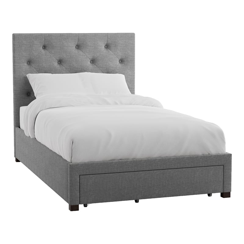 Furniture of America Bethn Transitional Fabric Storage Twin Bed in Gray