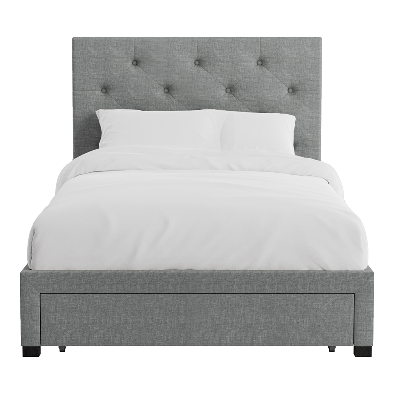 Furniture of America Bethn Transitional Fabric Storage Twin Bed in Gray