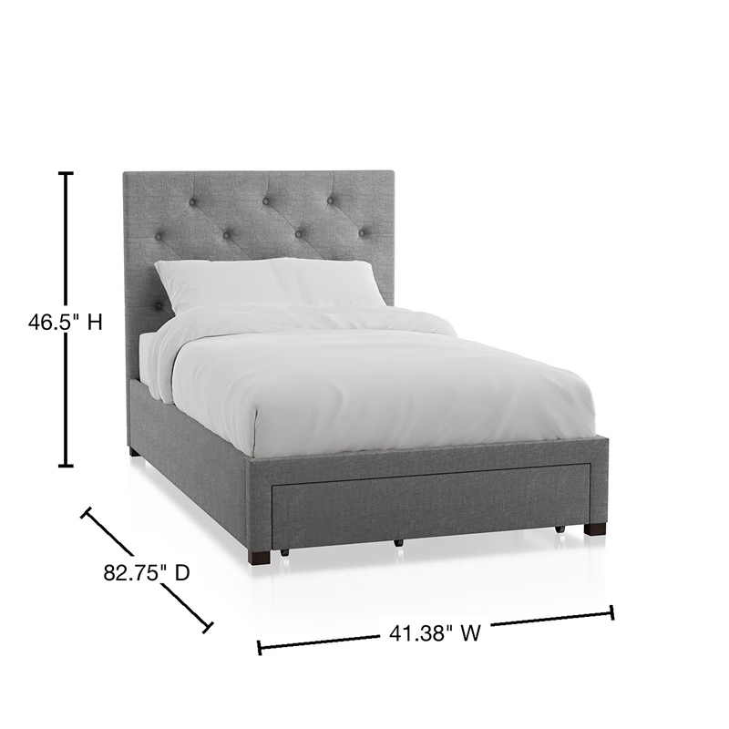 Furniture of America Bethn Transitional Fabric Storage Twin Bed in Gray