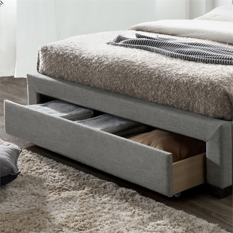 Furniture of America Bethn Transitional Fabric Storage Twin Bed in Gray