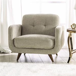 furniture of america kaity mid-century modern fabric tufted chair in beige