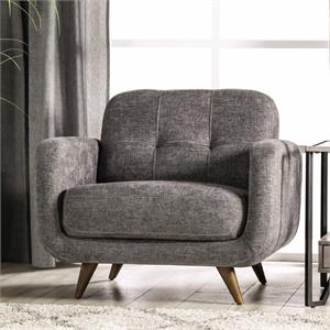furniture of america kaity mid-century modern fabric tufted chair in gray