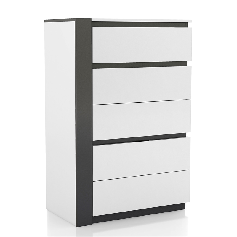 Furniture of America Misti Contemporary Solid Wood 5-Drawer Chest in White