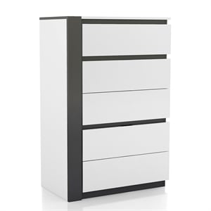 Furniture of America Misti Contemporary Solid Wood 5-Drawer Chest in White