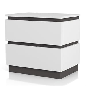 Furniture of America Misti Contemporary Solid Wood Nightstand with USB in White
